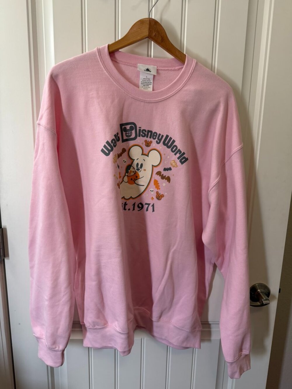 Disney Parks Walt Disney World Ghost Mickey Halloween Pink Sweatshirt NWT L